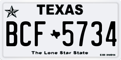 TX license plate BCF5734