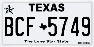 TX license plate BCF5749