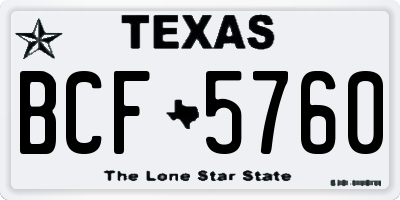 TX license plate BCF5760