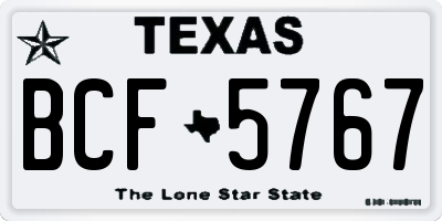 TX license plate BCF5767