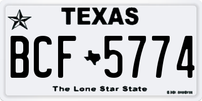 TX license plate BCF5774