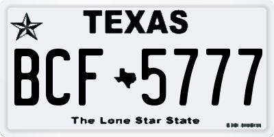 TX license plate BCF5777
