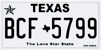TX license plate BCF5799