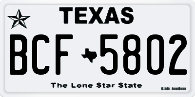 TX license plate BCF5802