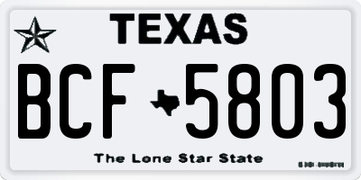 TX license plate BCF5803