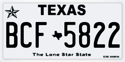 TX license plate BCF5822