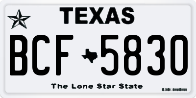TX license plate BCF5830