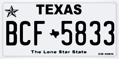 TX license plate BCF5833
