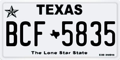 TX license plate BCF5835