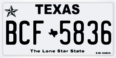 TX license plate BCF5836