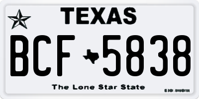 TX license plate BCF5838