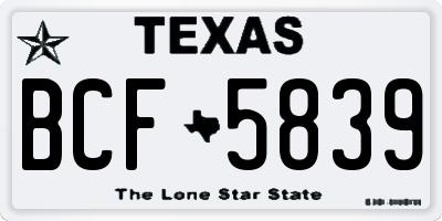 TX license plate BCF5839