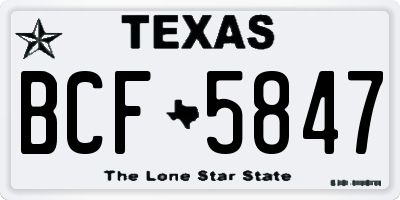 TX license plate BCF5847