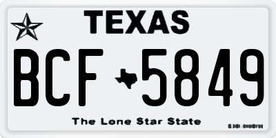 TX license plate BCF5849