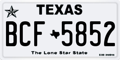 TX license plate BCF5852