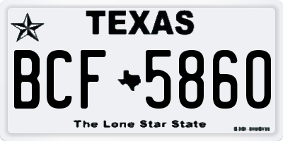TX license plate BCF5860