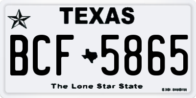 TX license plate BCF5865