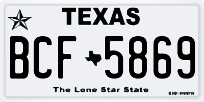TX license plate BCF5869