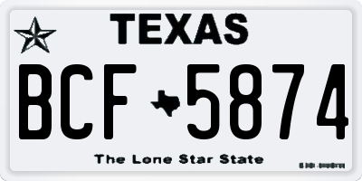 TX license plate BCF5874