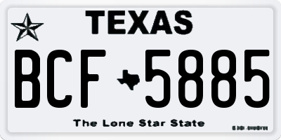 TX license plate BCF5885