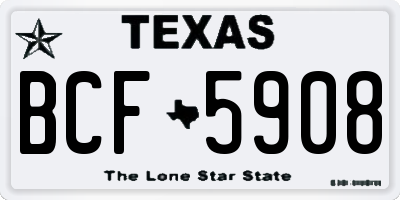 TX license plate BCF5908