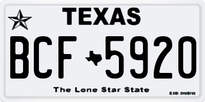 TX license plate BCF5920