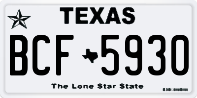 TX license plate BCF5930