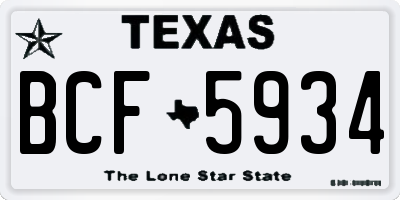 TX license plate BCF5934