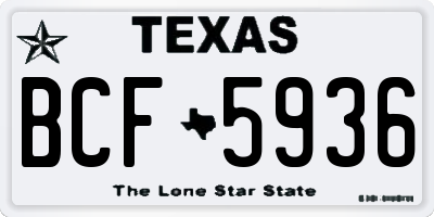 TX license plate BCF5936