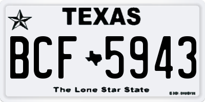 TX license plate BCF5943