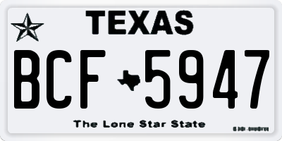 TX license plate BCF5947
