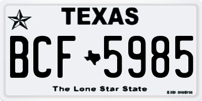 TX license plate BCF5985