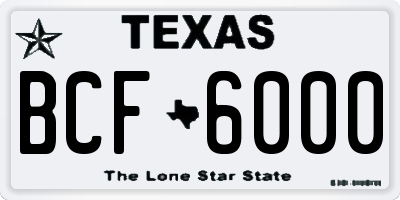 TX license plate BCF6000