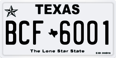 TX license plate BCF6001