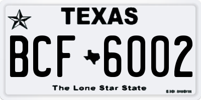 TX license plate BCF6002