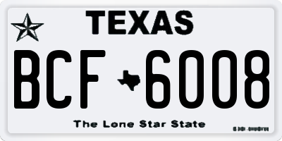 TX license plate BCF6008