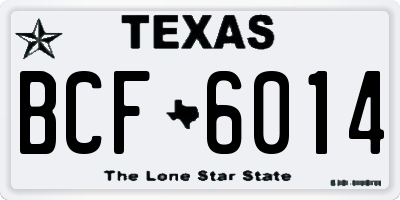 TX license plate BCF6014