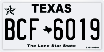TX license plate BCF6019