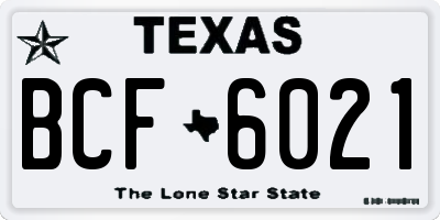 TX license plate BCF6021