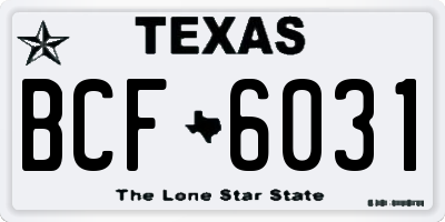 TX license plate BCF6031