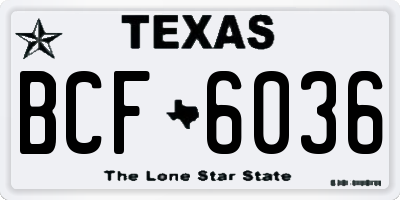 TX license plate BCF6036
