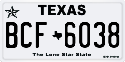 TX license plate BCF6038