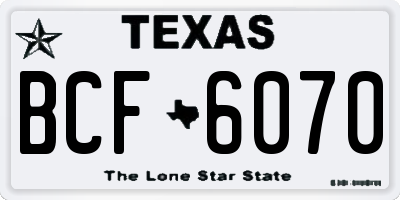 TX license plate BCF6070