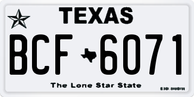 TX license plate BCF6071