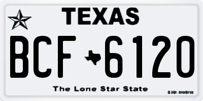 TX license plate BCF6120