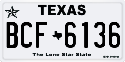 TX license plate BCF6136