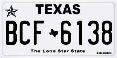 TX license plate BCF6138
