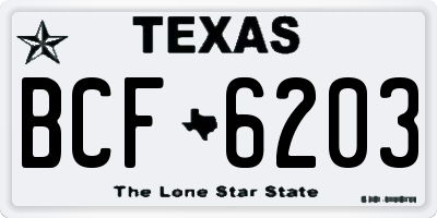 TX license plate BCF6203