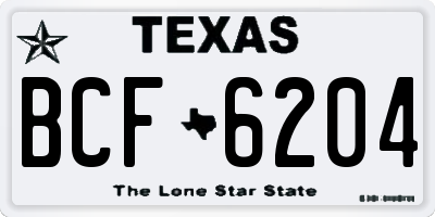 TX license plate BCF6204