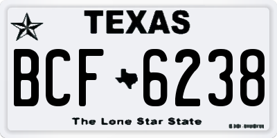 TX license plate BCF6238